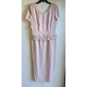 Donna Morgan Women's Blush Pink Short Sleeve Embroidered Maxi Dress Size 14